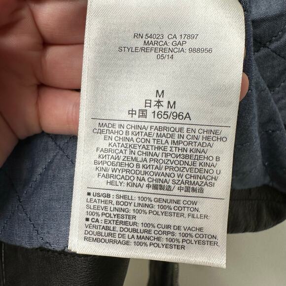 Md NWT GAP Black Quilted Leather Moto Jacket Biker Jacket Grunge Edgy Punk Goth - Picture 5 of 8